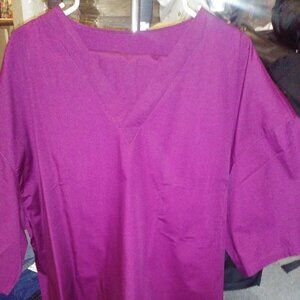 BURGUNDY SIZE 3X WOMEN'S SCRUB TOP AND PANTS (NWOT)